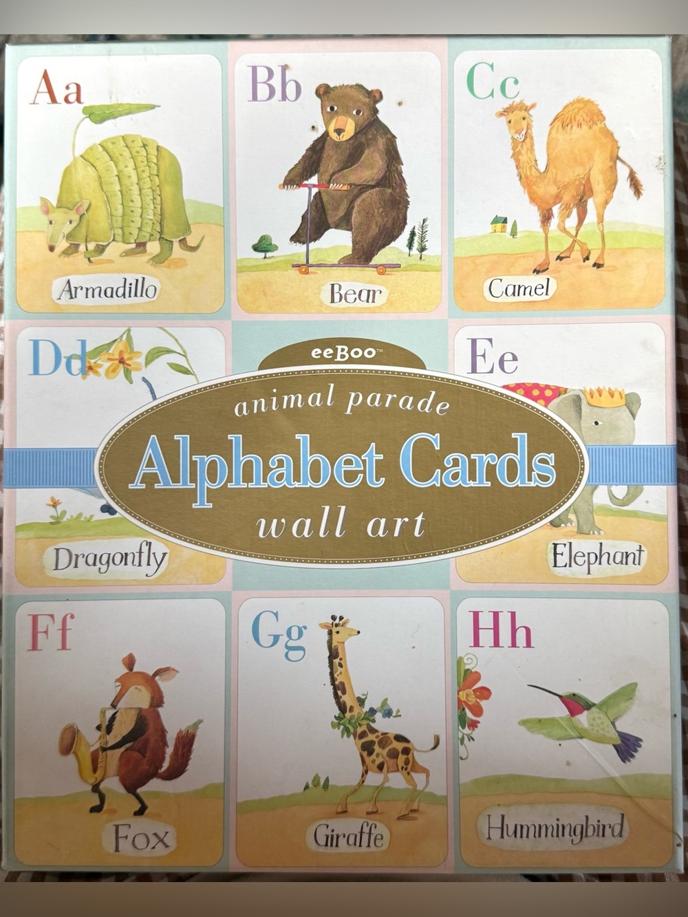 Vintage EeBoo Animal Parade Alphabet Cards - 8"×10"  Wall Art Flash Cards